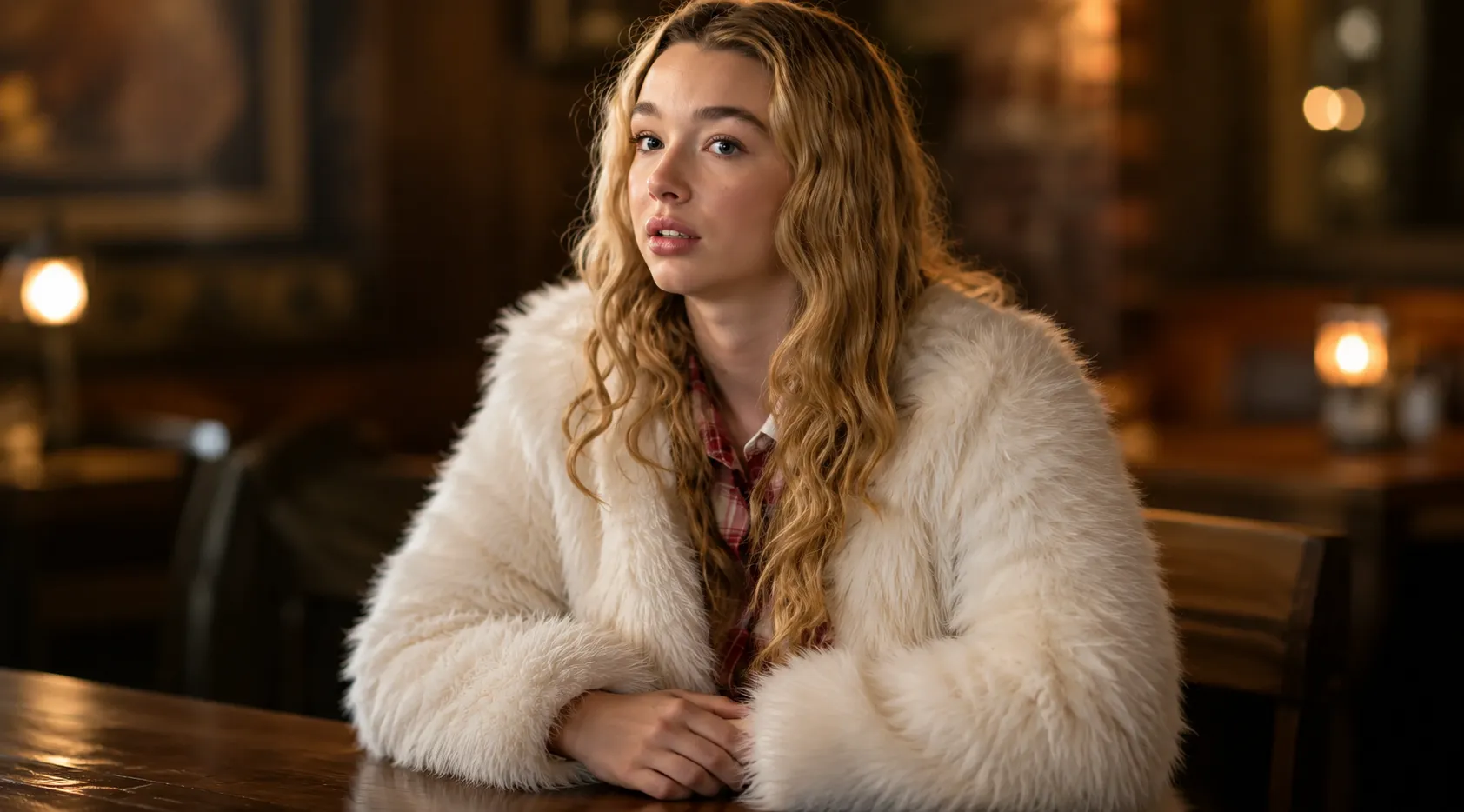 Baylen Out Loud S03 Baylen Dupree White Faux Fur Jacket Celebrity Winter Style