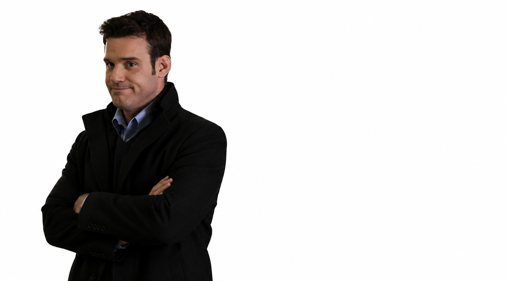 Warehouse 13 Pete Lattimer Black Wool Coat with Stand Collar and Classic Overcoat Style